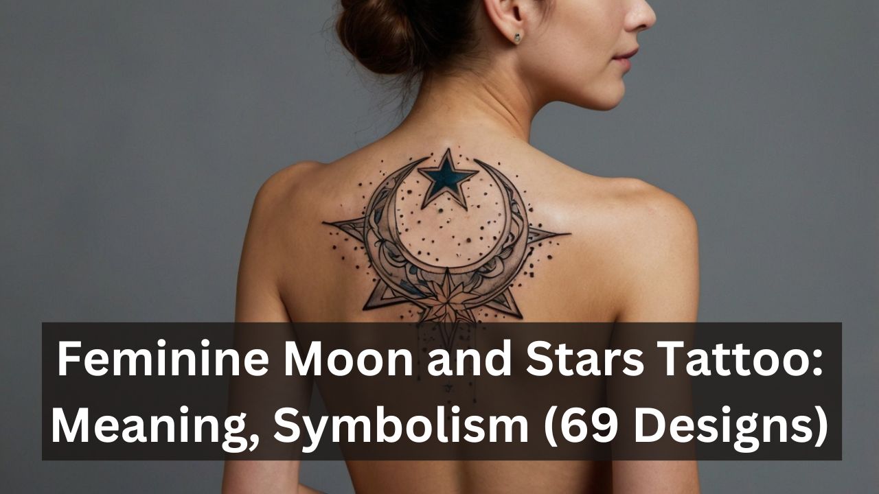 Feminine Moon and Stars Tattoos