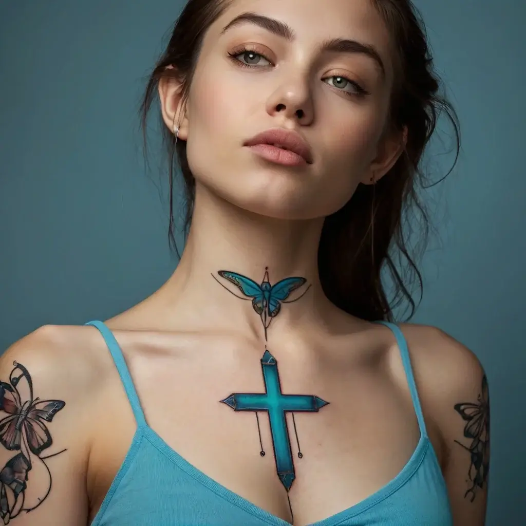 butterfly cross tattoos (20)