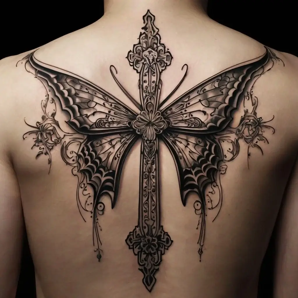 butterfly cross tattoos (22)