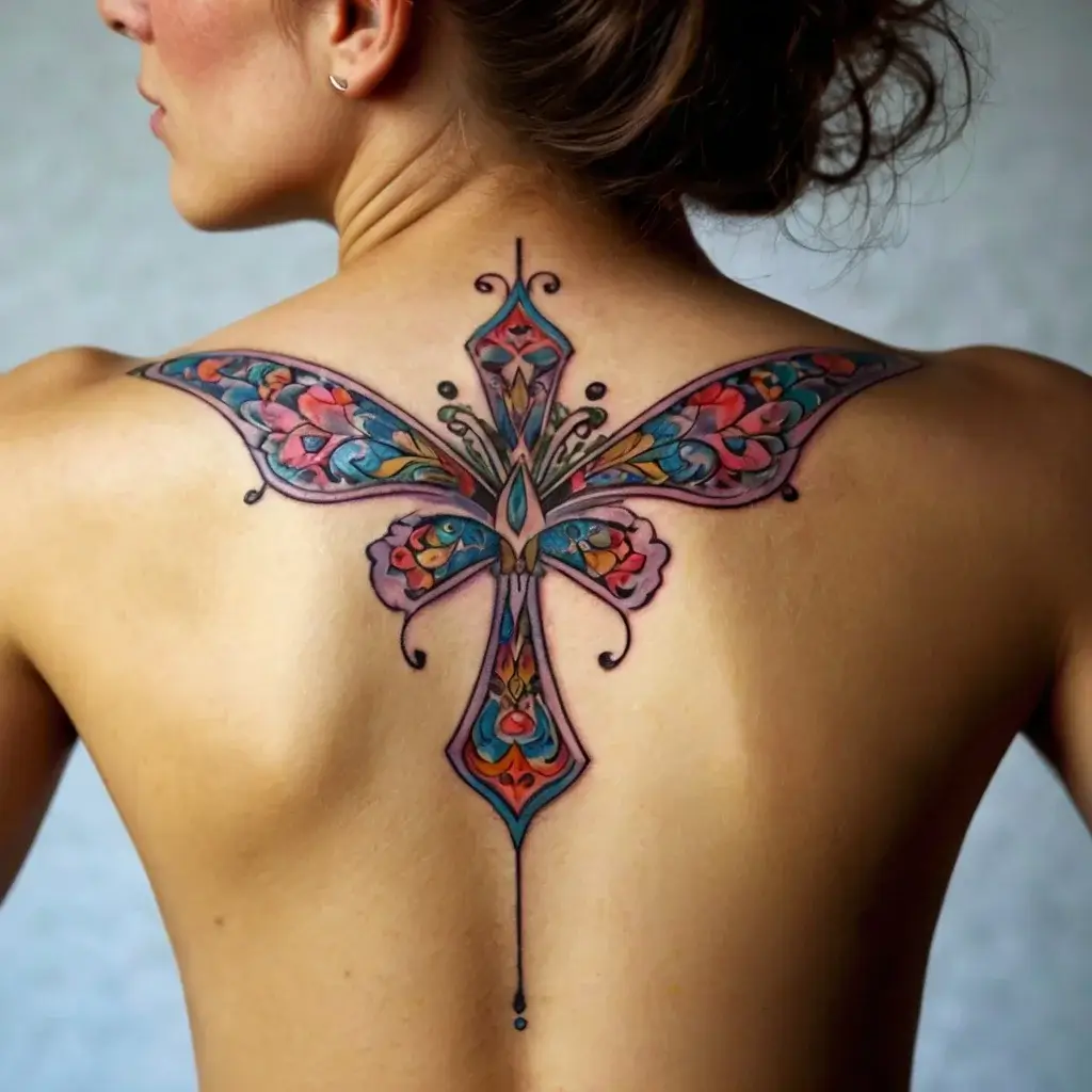 butterfly cross tattoos (23)