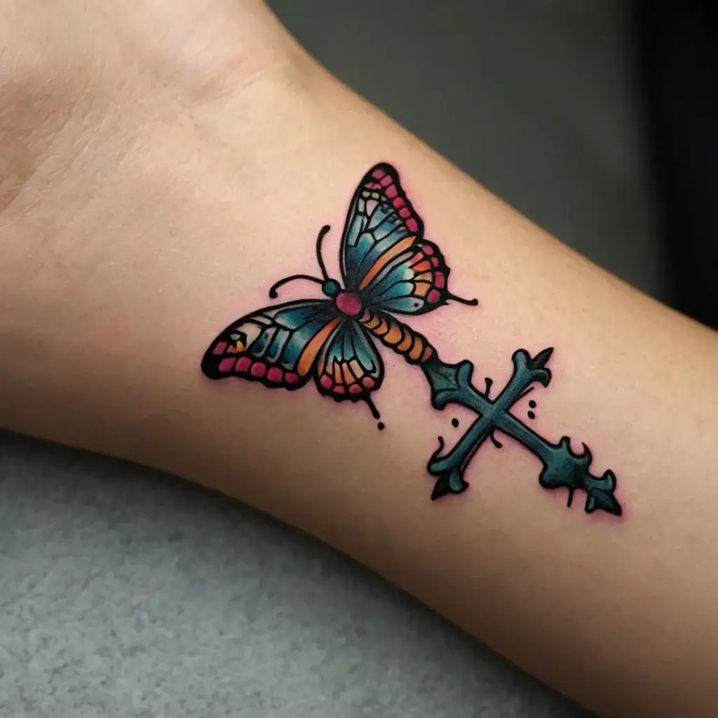 butterfly cross tattoos (29)