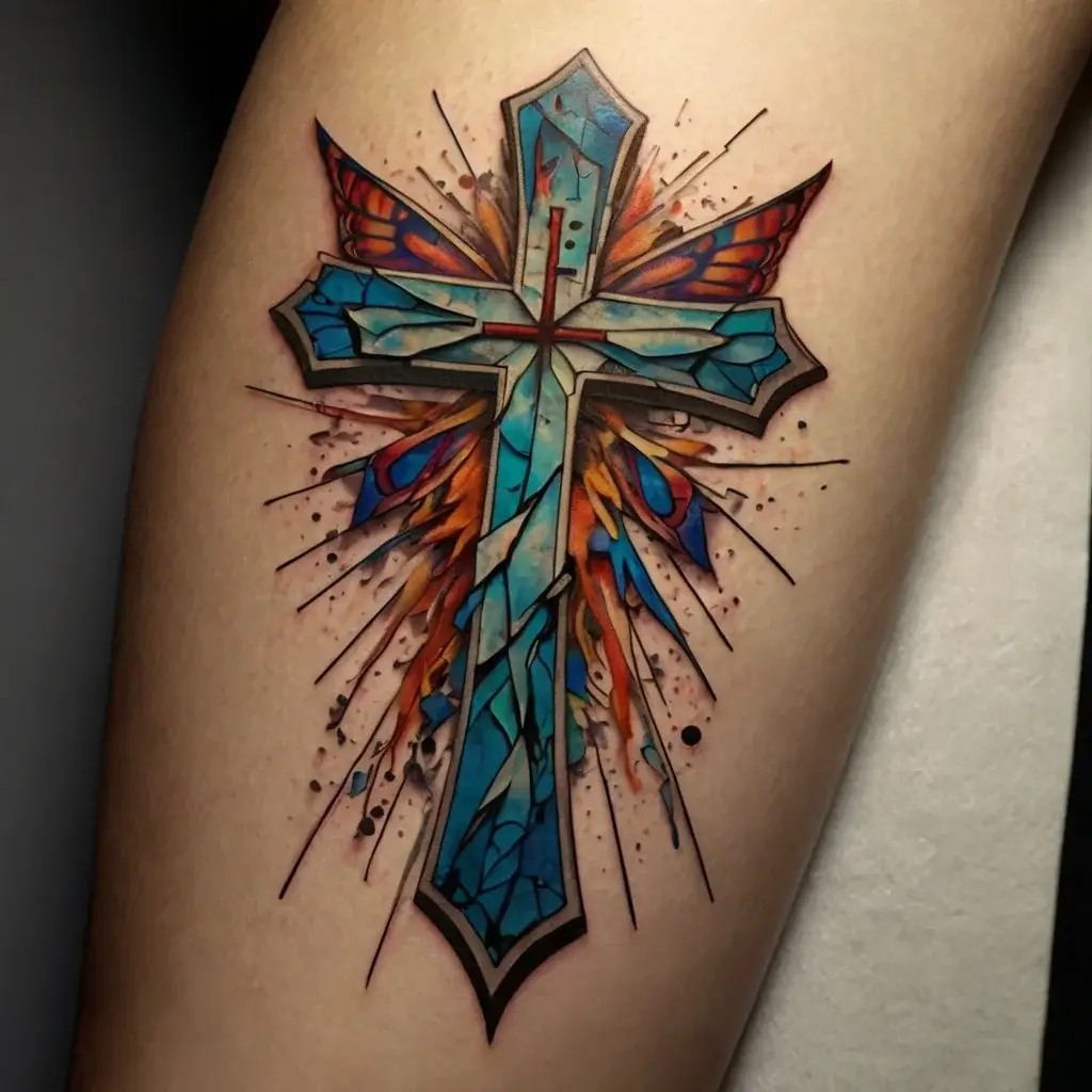 butterfly cross tattoos (41)