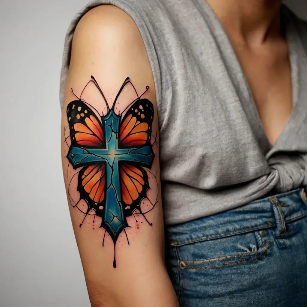 butterfly cross tattoos (42)