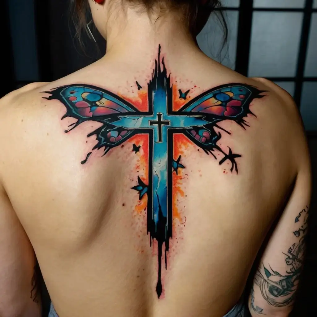 butterfly cross tattoos (43)