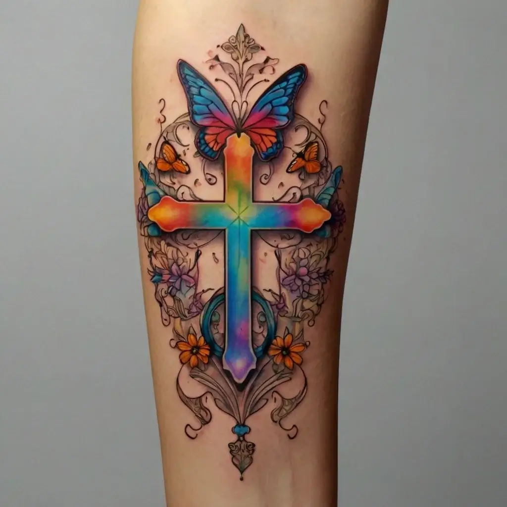 butterfly cross tattoos (46)