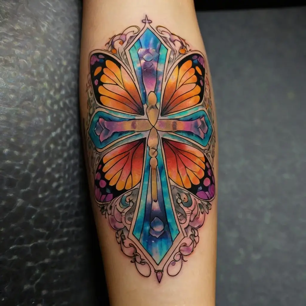 butterfly cross tattoos (47)