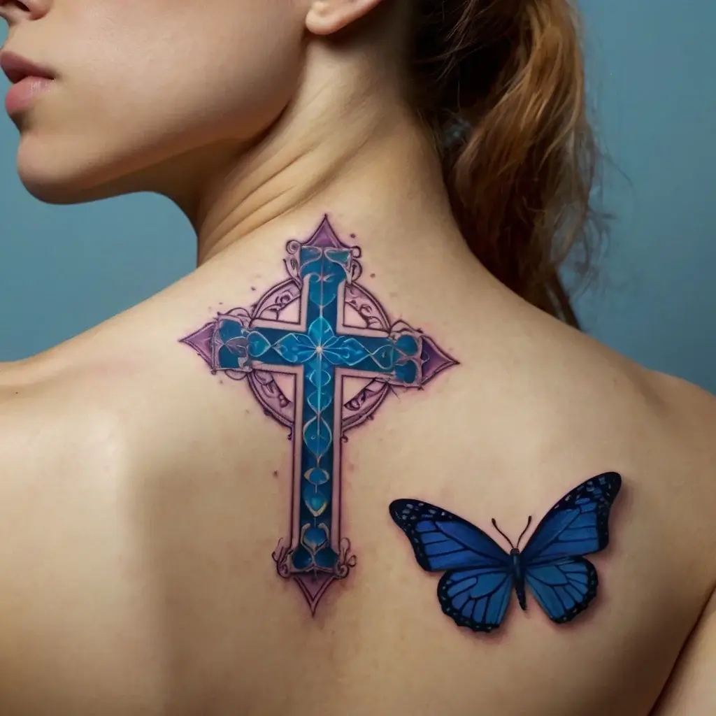 butterfly cross tattoos (48)