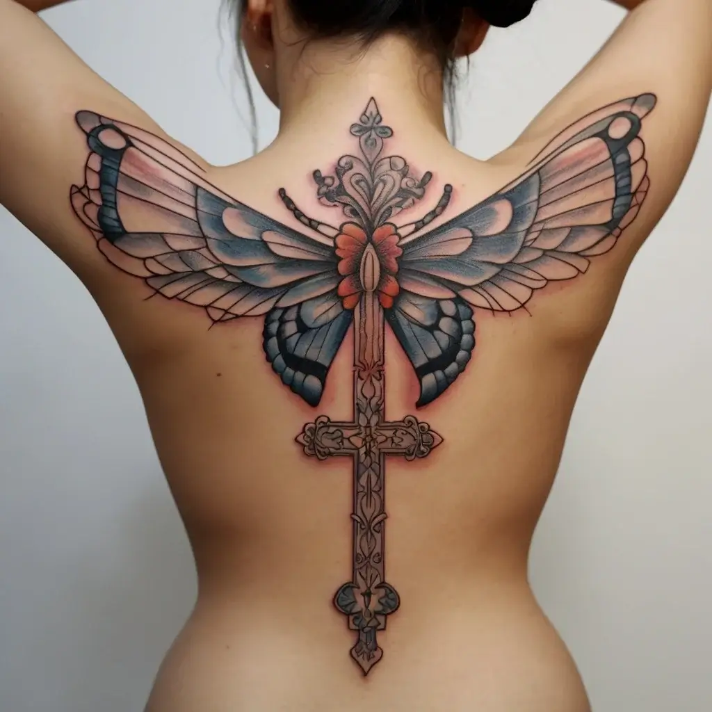 butterfly cross tattoos (53)