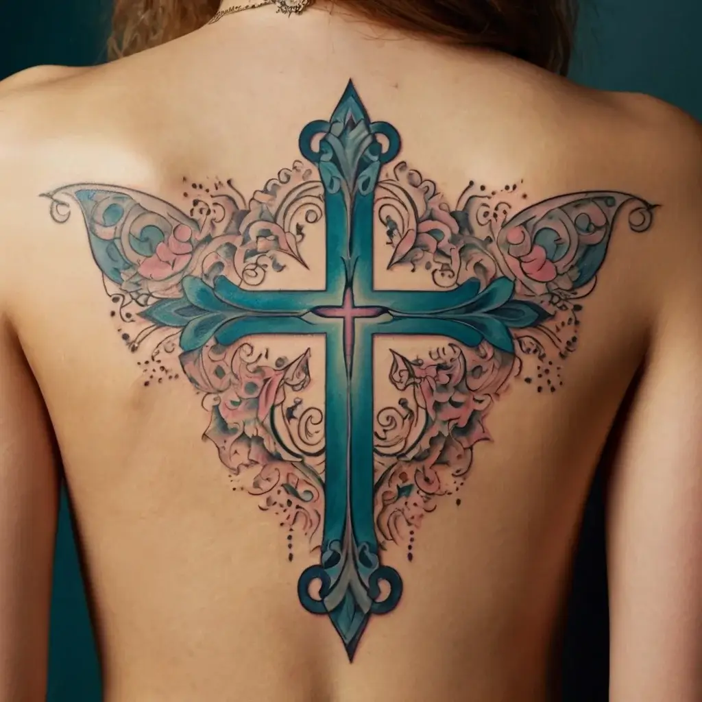 butterfly cross tattoos (59)