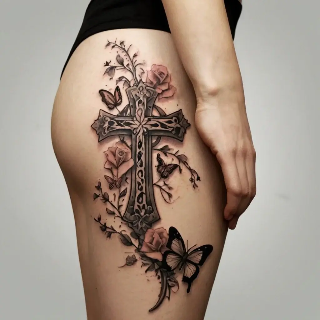 butterfly cross tattoos (62)