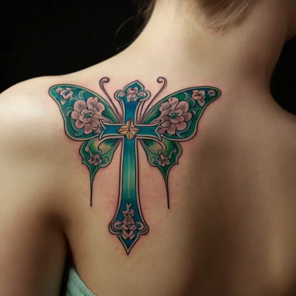 butterfly cross tattoos (65)