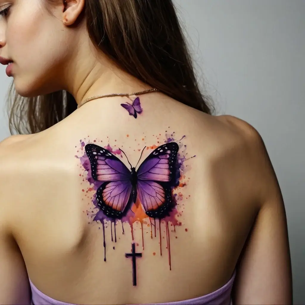 butterfly cross tattoos (68)