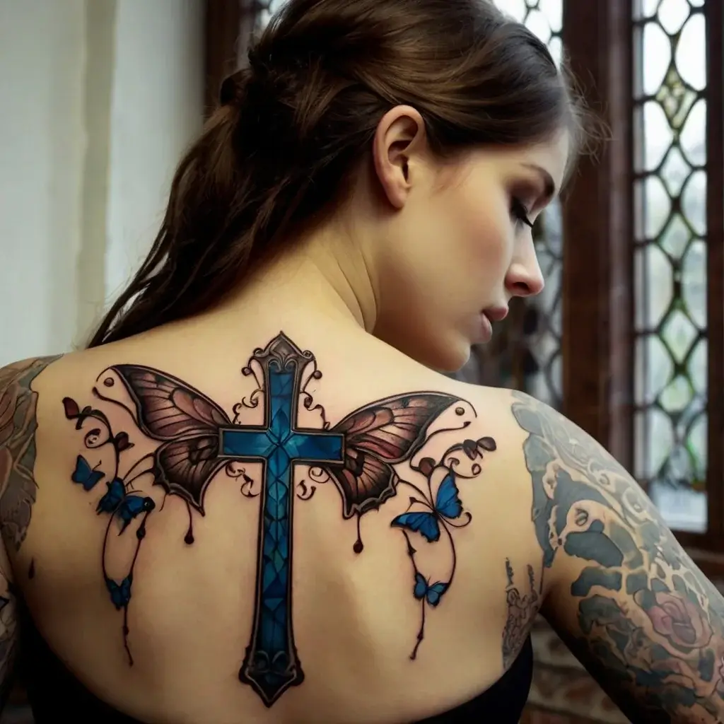 butterfly cross tattoos (7)