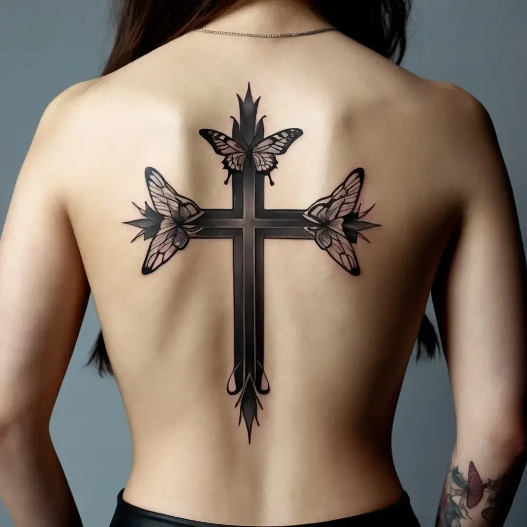 butterfly cross tattoos (70)