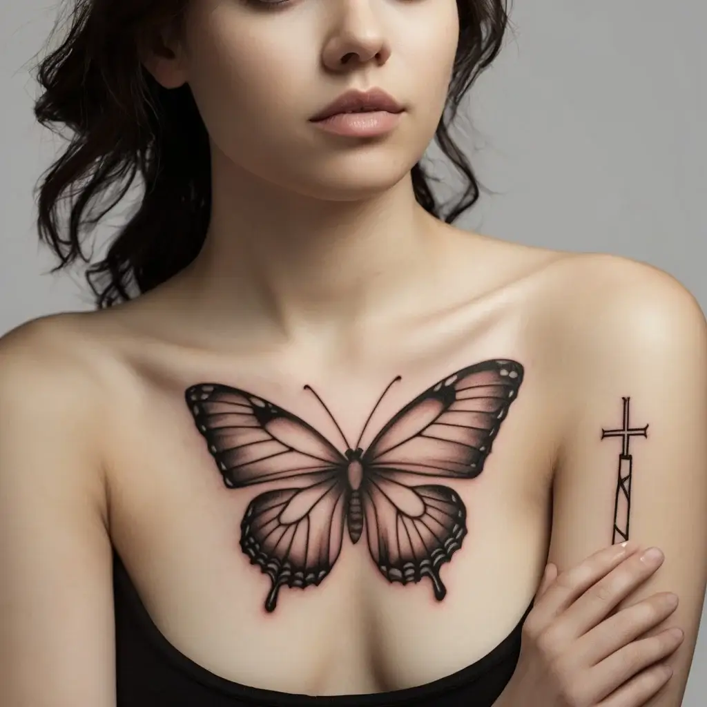 butterfly cross tattoos (73)