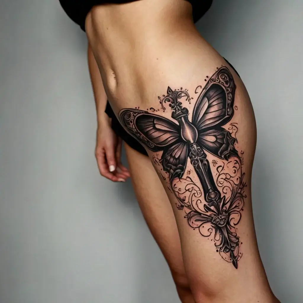 butterfly cross tattoos (76)