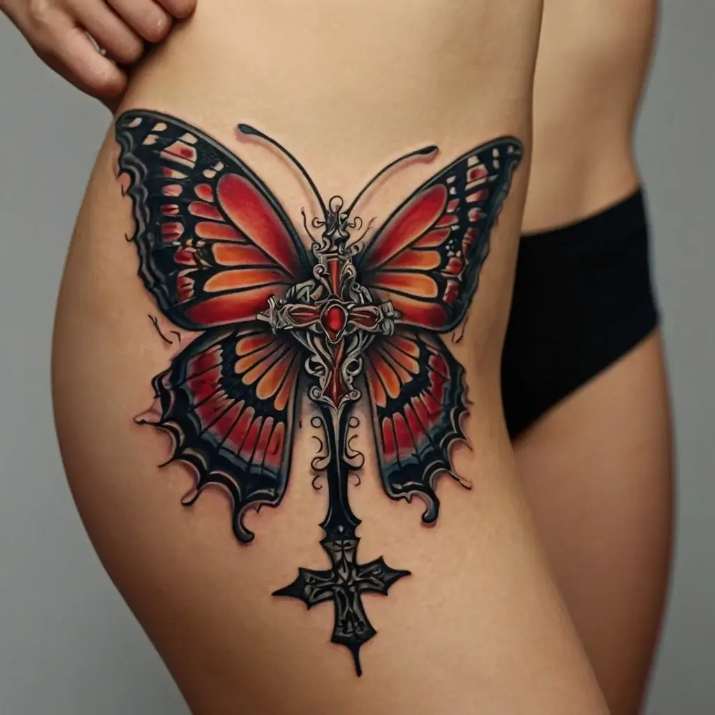 butterfly cross tattoos (77)