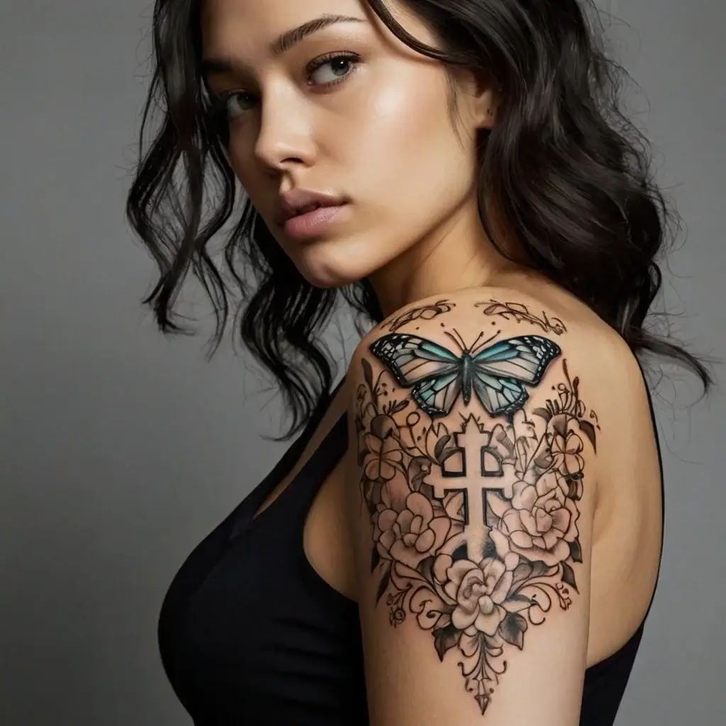 butterfly cross tattoos (79)