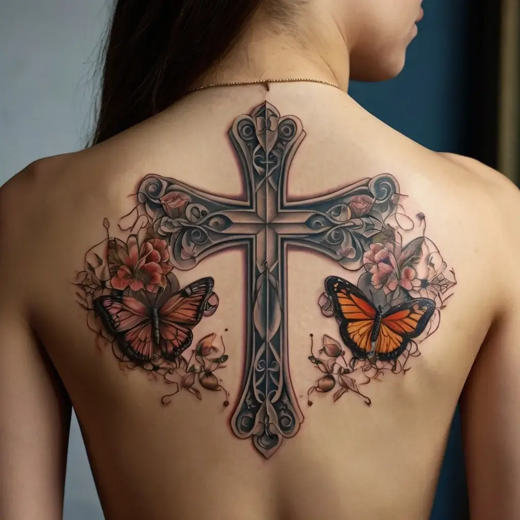 butterfly cross tattoos (83)