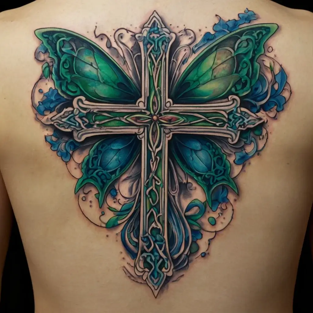 butterfly cross tattoos (9)