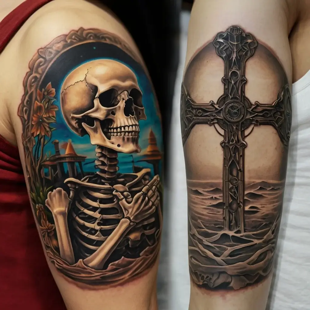 praying skeleton tattoo (19)