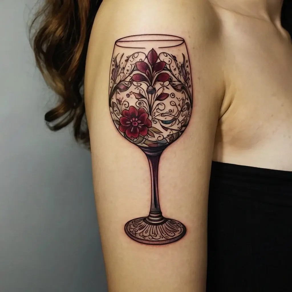 wine glass tattoo (60)