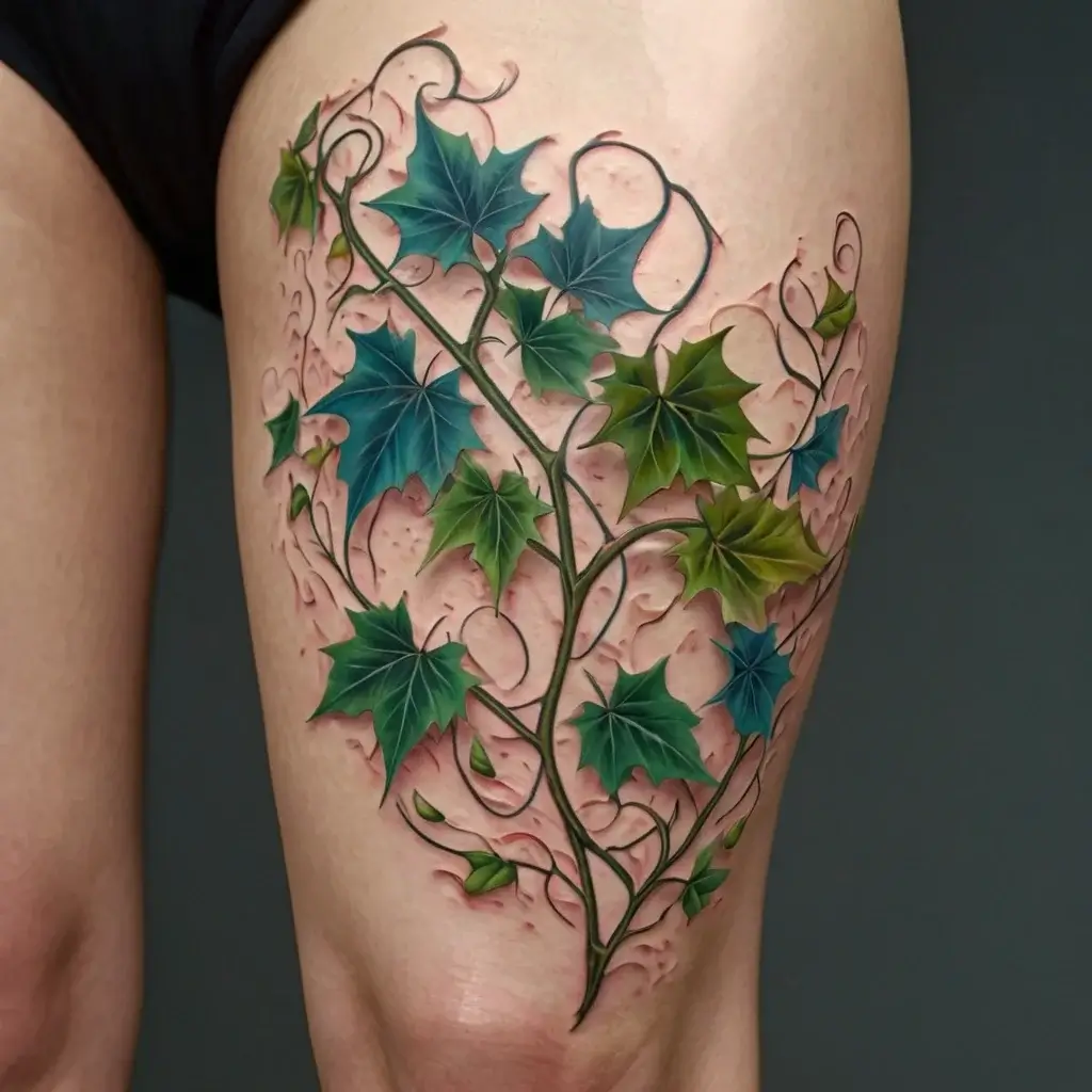 vine on leg tattoos (11)