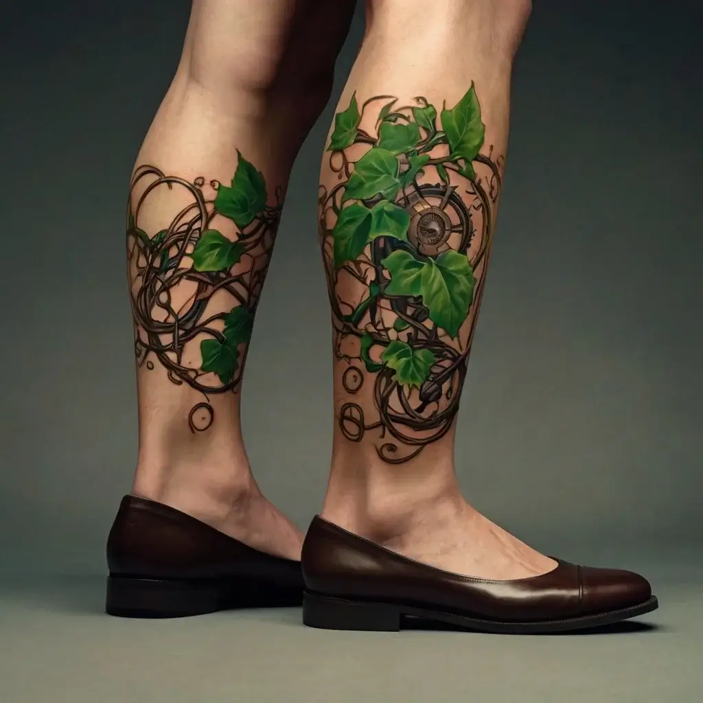 vine on leg tattoos (12)