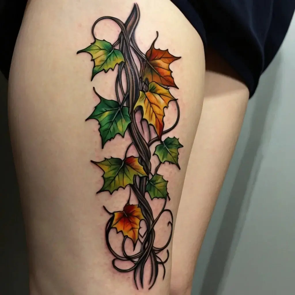 vine on leg tattoos (13)