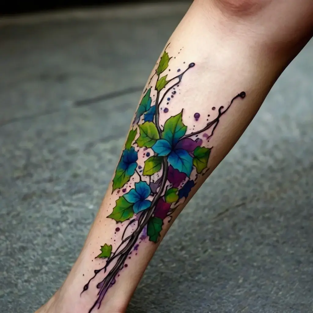 vine on leg tattoos (14)