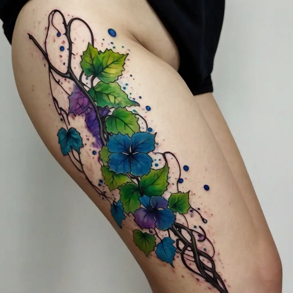 vine on leg tattoos (15)