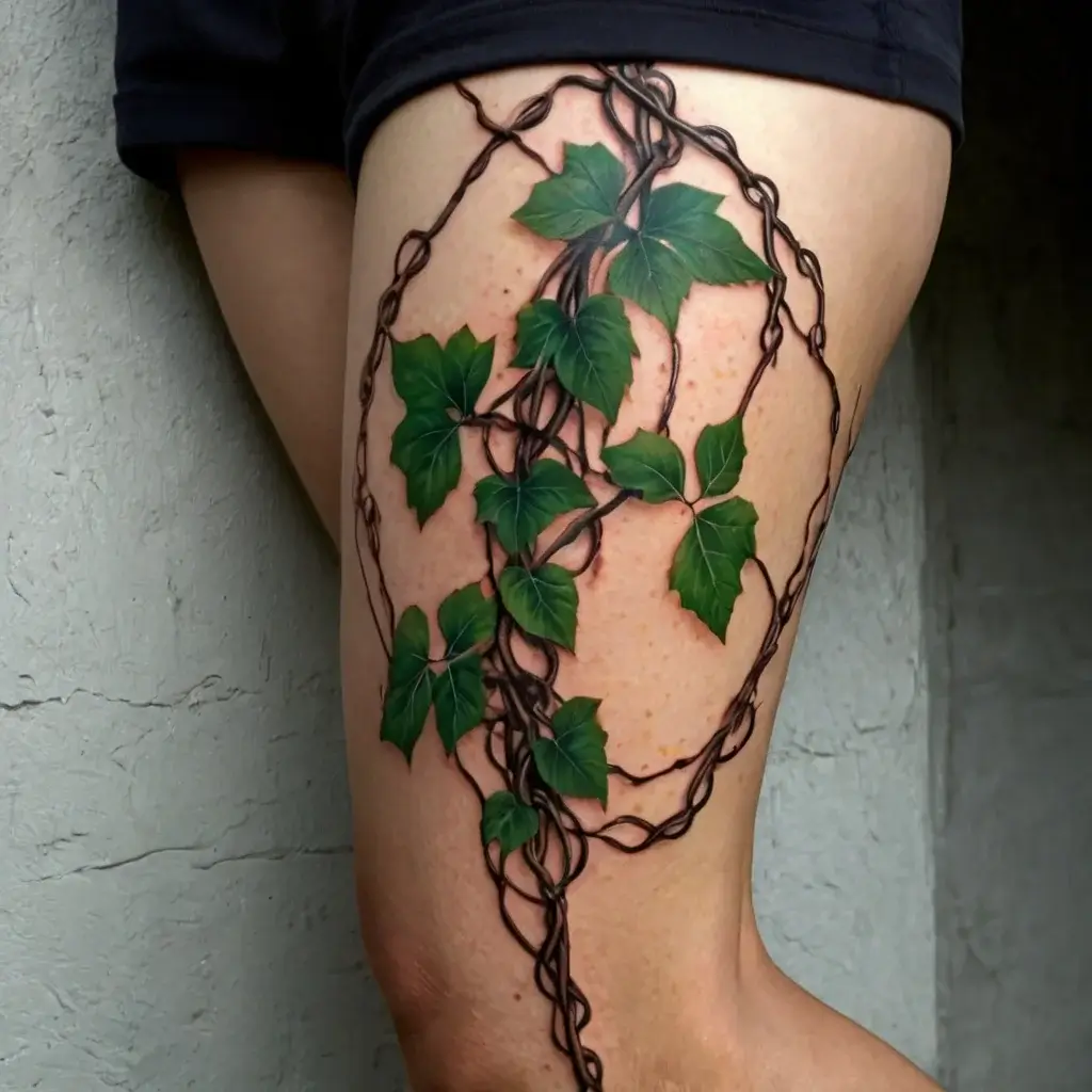 vine on leg tattoos (16)