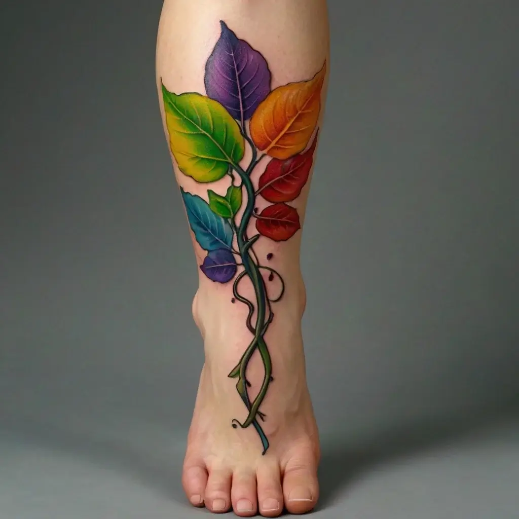 vine on leg tattoos (19)