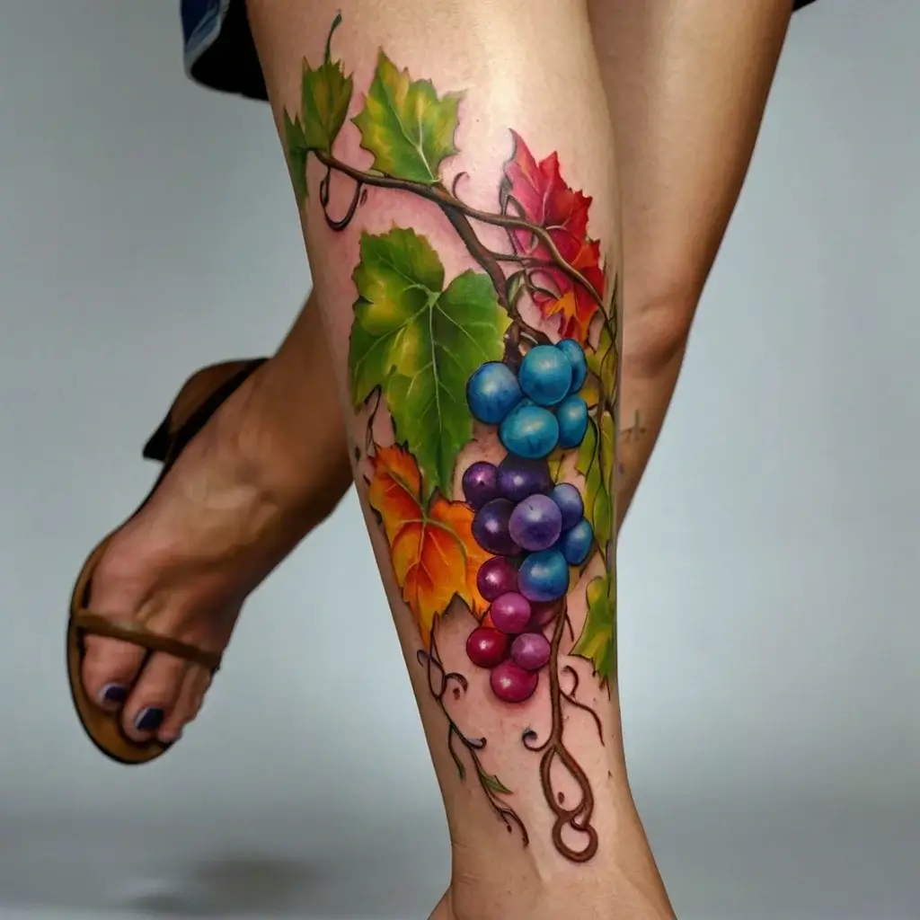 vine on leg tattoos (20)