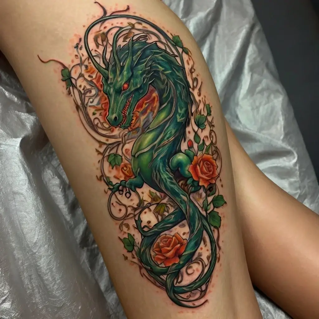 vine on leg tattoos (21)