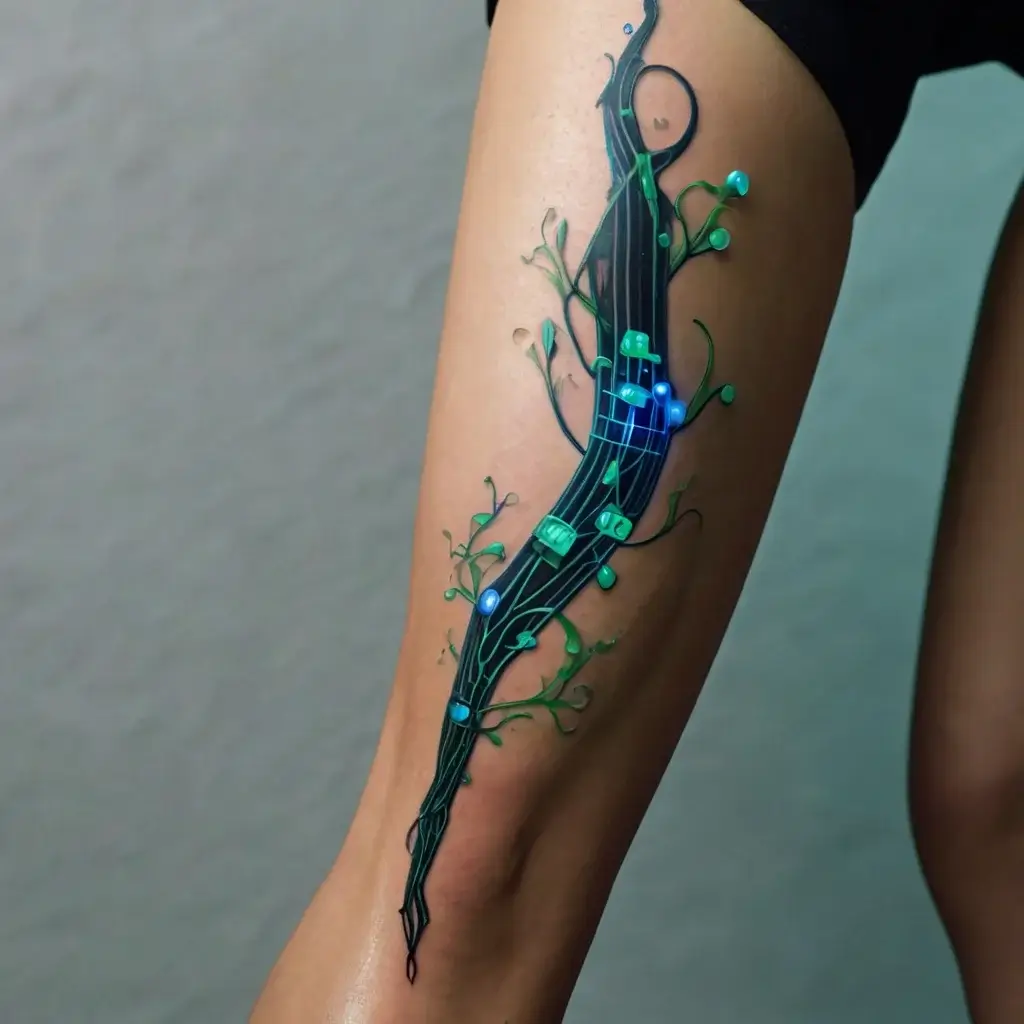 vine on leg tattoos (23)