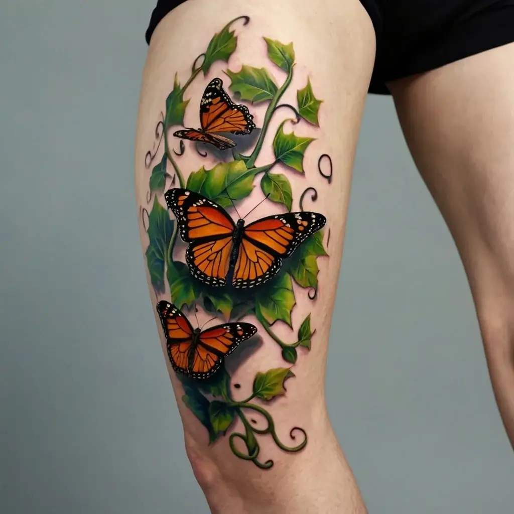 vine on leg tattoos (24)