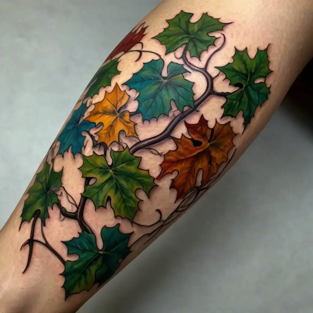 vine on leg tattoos (25)