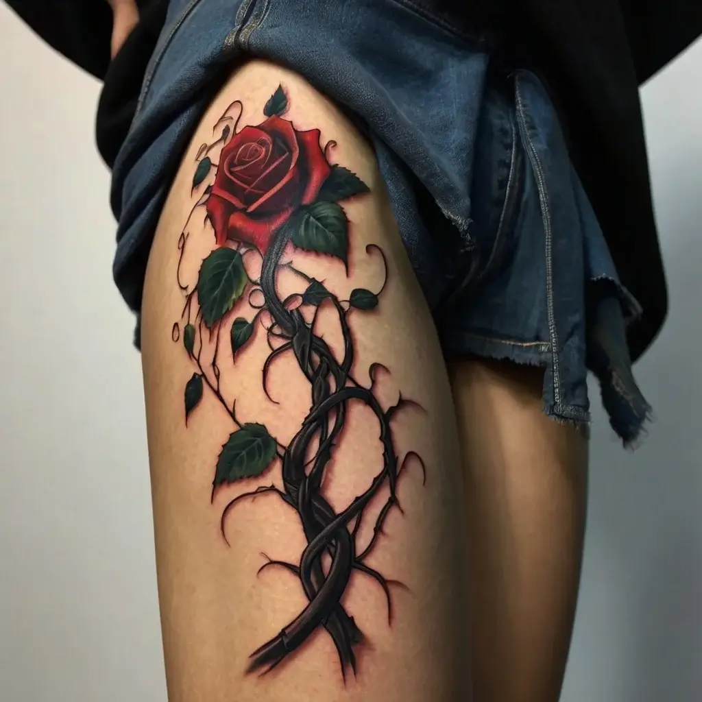 vine on leg tattoos (27)