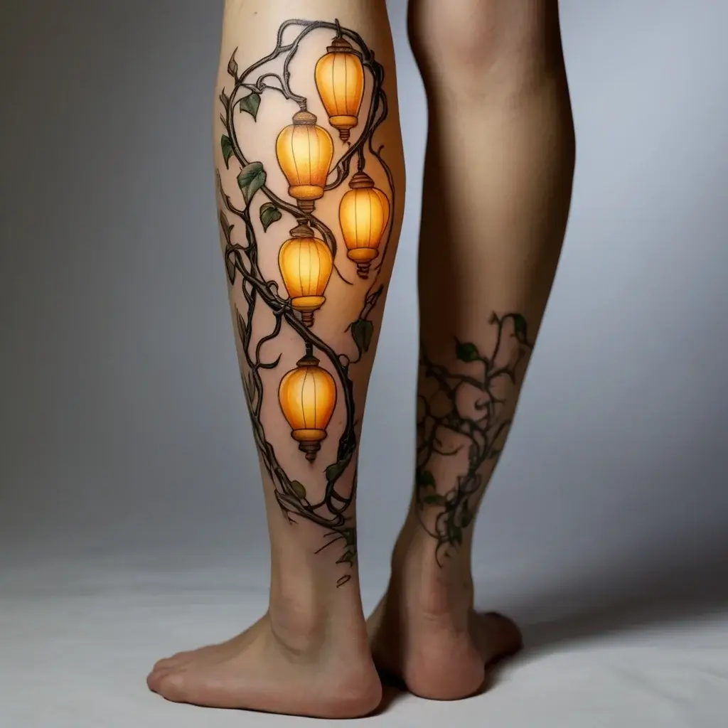 vine on leg tattoos (28)