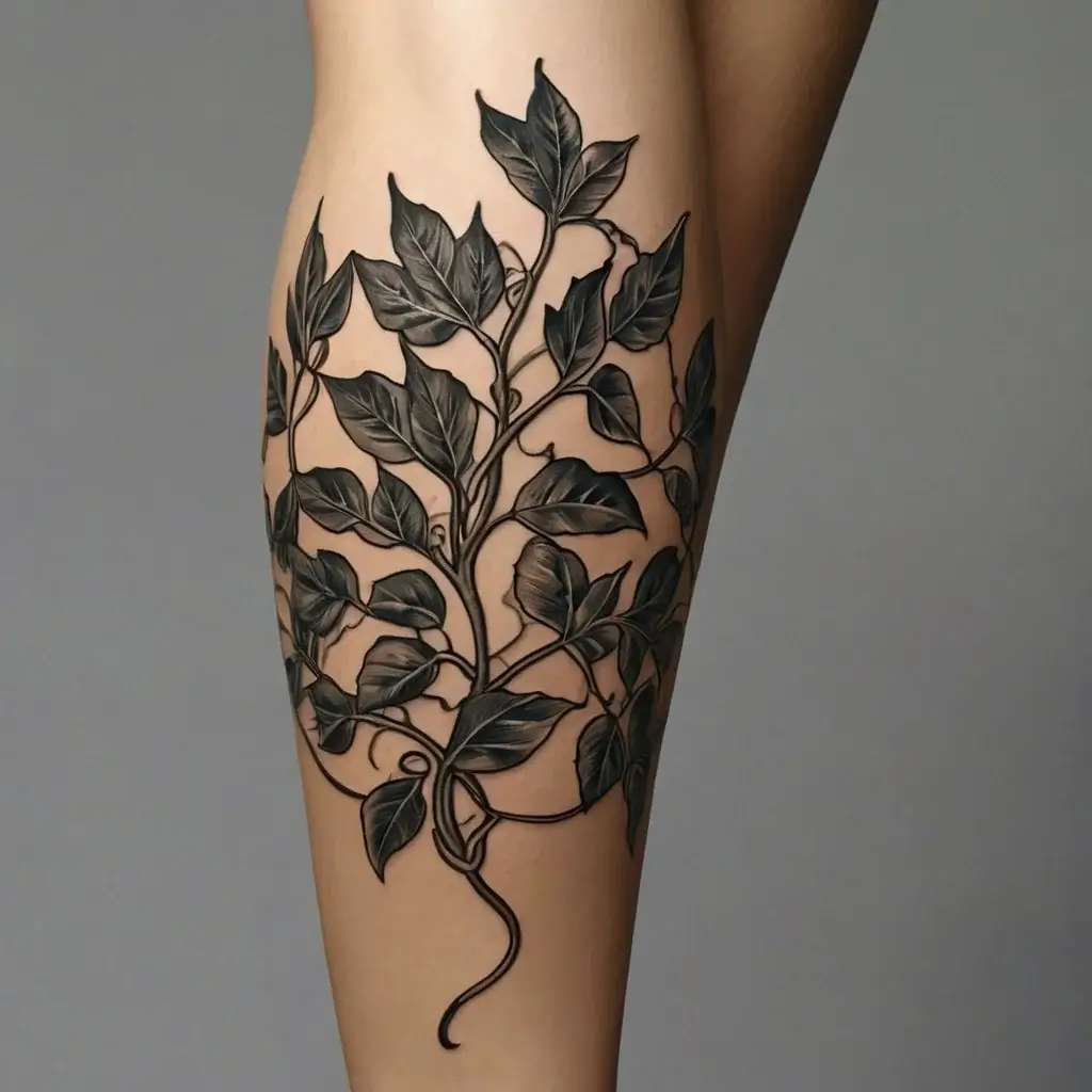 vine on leg tattoos (29)