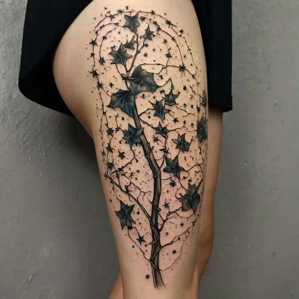 vine on leg tattoos (3)