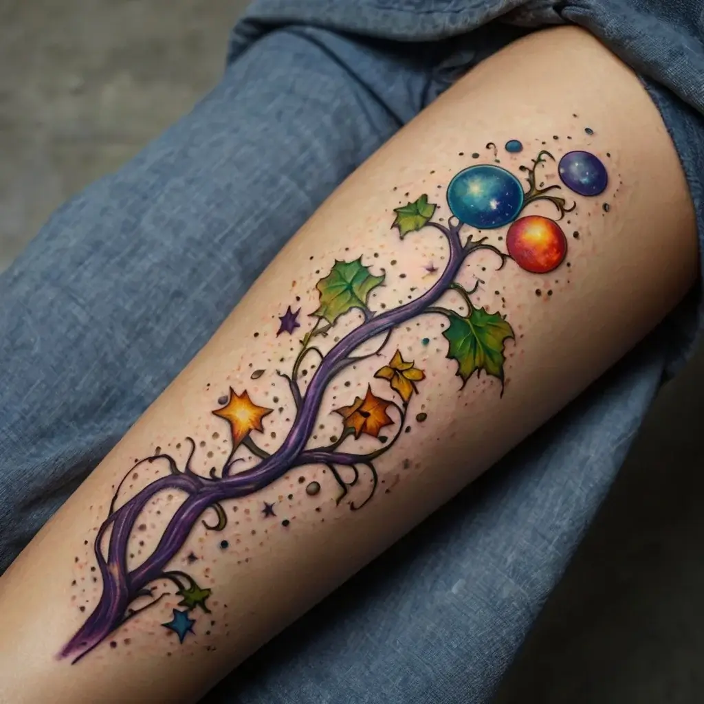 vine on leg tattoos (31)