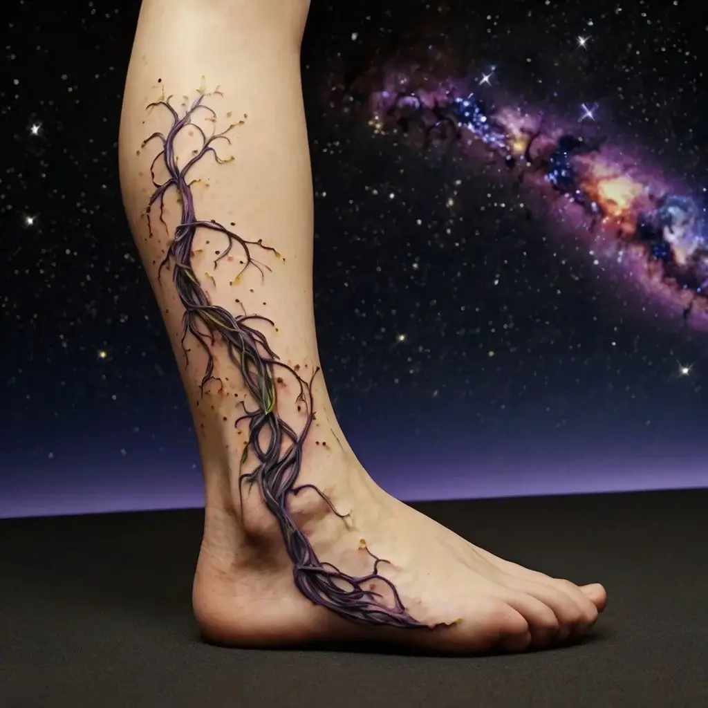 vine on leg tattoos (32)