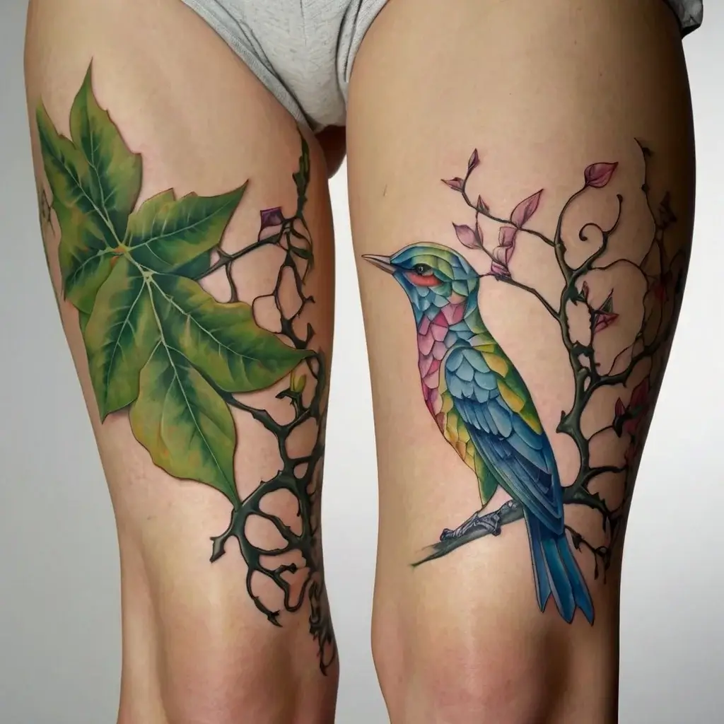 vine on leg tattoos (33)