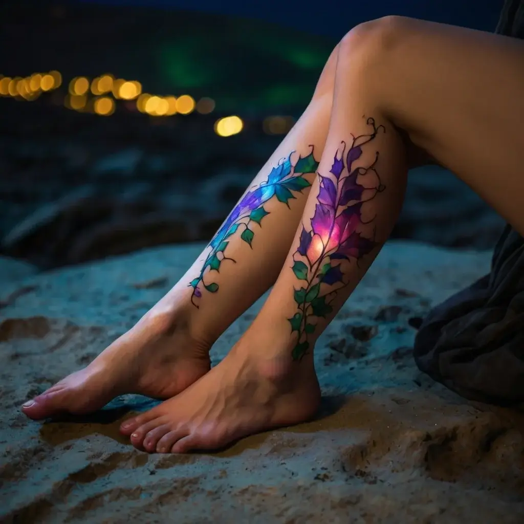 vine on leg tattoos (35)