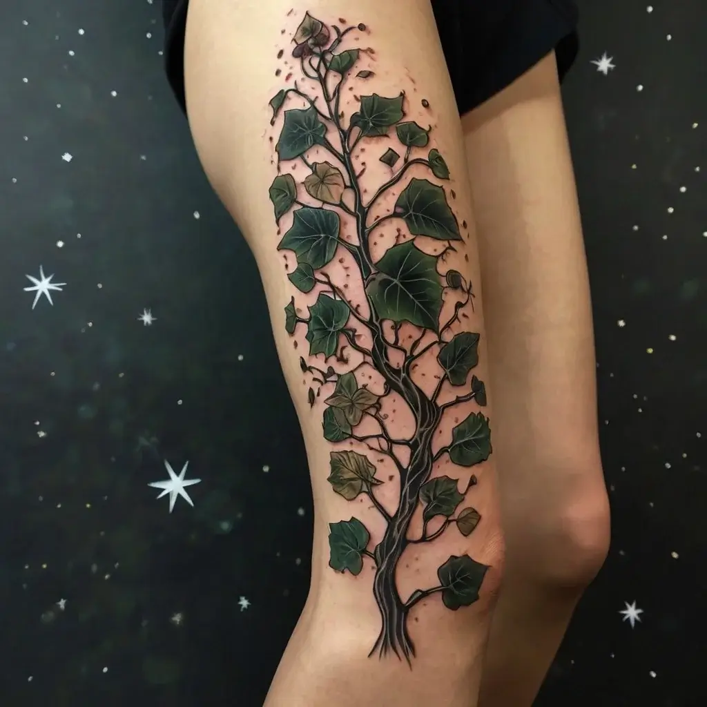 vine on leg tattoos (37)