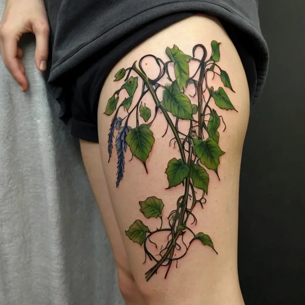 vine on leg tattoos (4)