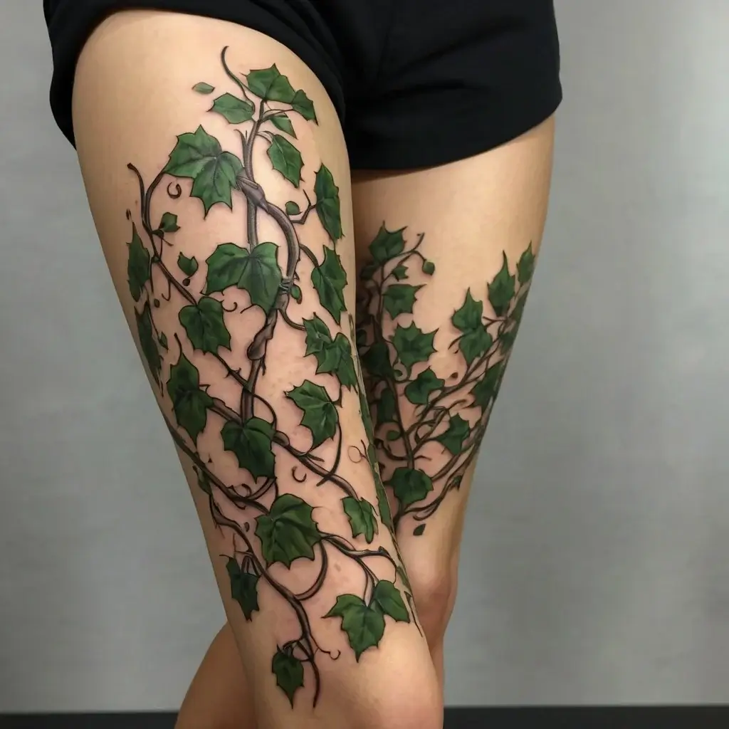 vine on leg tattoos (40)