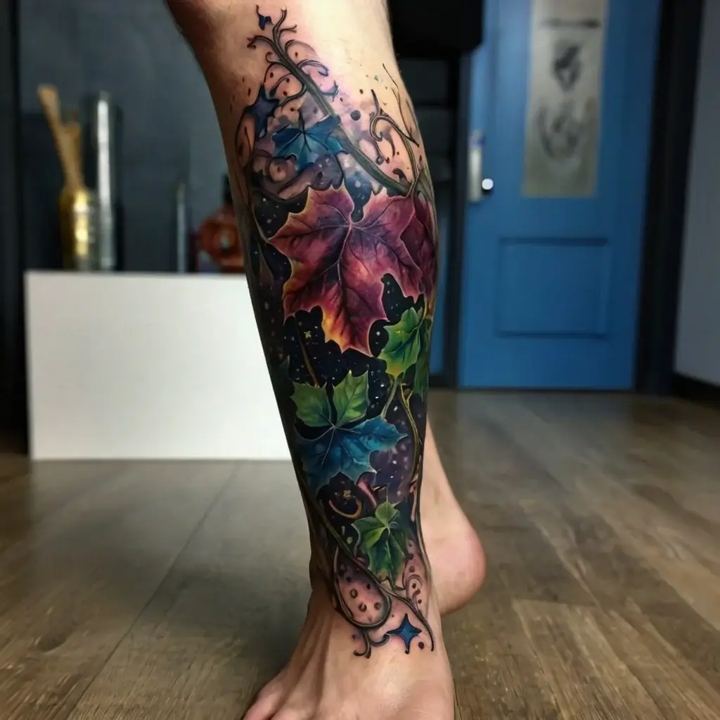 vine on leg tattoos (41)